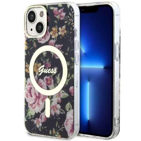 Etui Guess GUHMP14SHCFWSK pro iPhone 14 6,1" pevný obal Flower MagSafe
