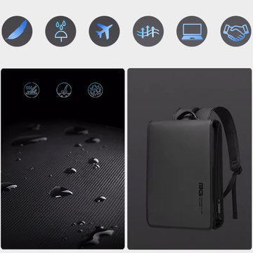 Bange Wasserdichter Rucksack, Laptoptasche, 14 Zoll, Stadtreise, 39,5 x 29,5 x 8 cm, für Arbeit, Schule, Flugzeug, Herren, Damen, schmal, Schwarz