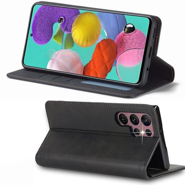 Leather Flip Wallet Case Alogy Forwenw pre Samsung Galaxy S22 Ultra Black