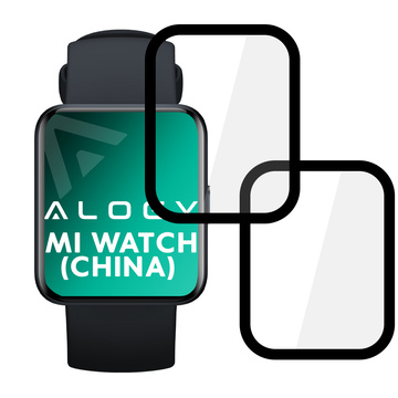 2x Alogy Full Glue 3D Flexibles Glas für Xiaomi Mi Watch (China-Version) Schwarz