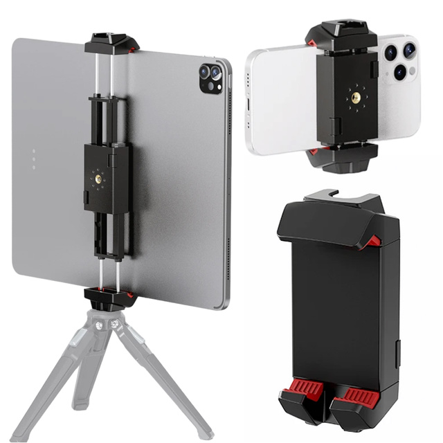 Alogy 360 Rotation Phone Tablet Holder for Tripod Stand 1/4 Inch Cold Shoe Black