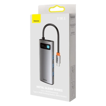 Baseus Metal Gleam Series multifunkčný USB HUB 5v1 USB Type C PD 100W HDMI šedý (WKWG020013)