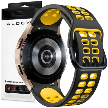 Alogy Soft Band Sport Strap Smartwatch Rubber for Samsung Galaxy Watch 4/5 40/42/44/45mm Black & Yellow