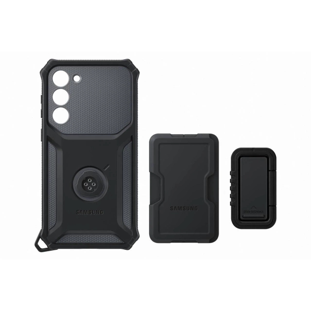 Pouzdro Samsung Rugged Gadget pro Samsung Galaxy S23 Plus stojánek na pancéřový kryt kroužku šedý