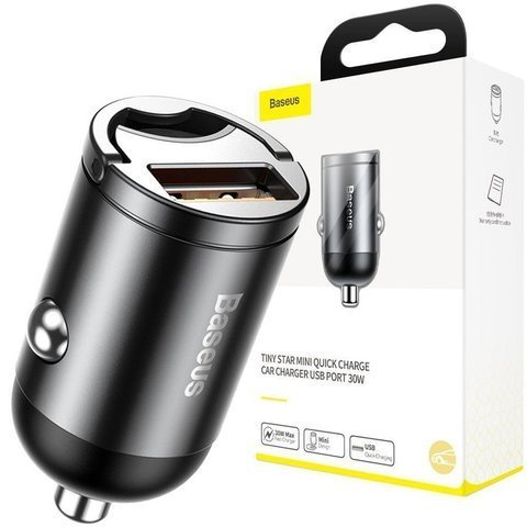 Baseus mini QC 3.0 5A 30W car charger Black