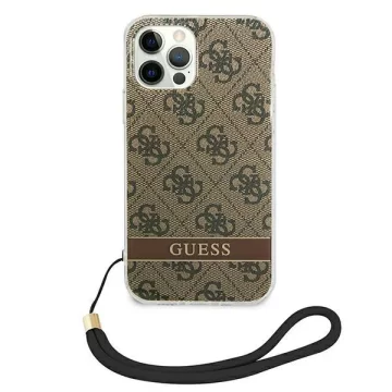 Guess GUOHCP12MH4STW Hülle für Apple iPhone 12/12 Pro braun/braun Hardcase 4G Print Strap