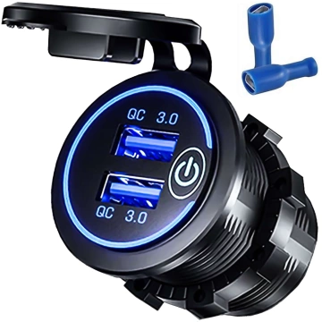 Автомобільний / мотоциклетний зарядний пристрій Блок живлення Alogy роз'єми 2x USB QC 3.0 LED