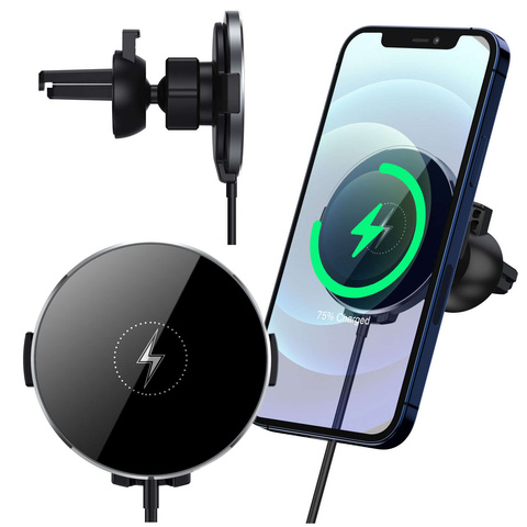 Автотримач 2 в 1 з Alogy Airvent MagSafe QI Charger для індуктивного зарядного пристрою MagSafe 15W Black