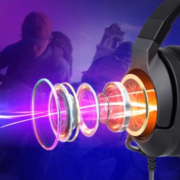 Tronsmart Sparkle RGB kabelová USB sluchátka kolem uší s mikrofonem a dálkovým ovládáním pro hráče černá (467600)