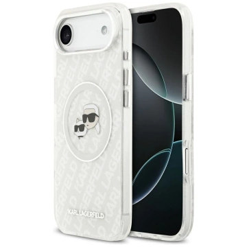 Etui Ochronne do iPhone 17 Air Karl Lagerfeld IML Glitter K&C Heads MagSafe Szary