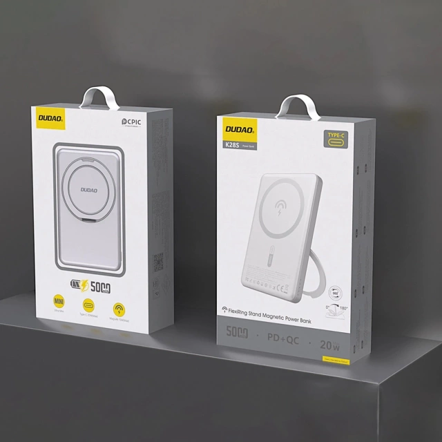 Powerbank Dudao K28S MagSafe 5000mAh 20W z podstawką Srebrny