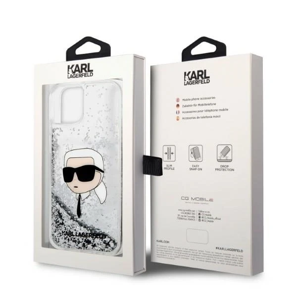 Etui Karl Lagerfeld KLHCP14MLNKHCH na iPhone 14 Plus 6,7" pevné puzdro Glitter Karl Head