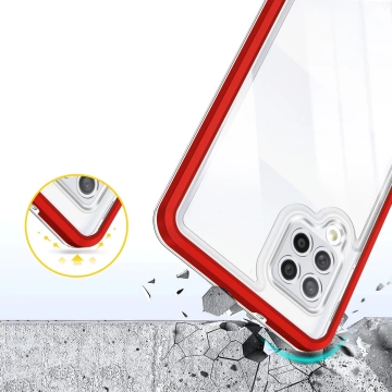 Průhledné pouzdro 3v1 pro Samsung Galaxy A42 5G Frame Gel Cover Red