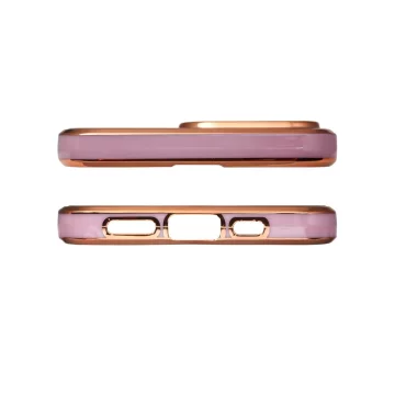 Гелевий чохол Lighting Color Case для iPhone 12 Pro із золотою рамкою фіолетового кольору