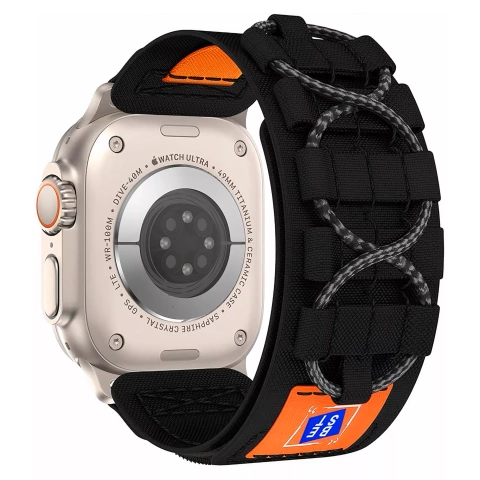 Nylonový remienok Alogy so suchým zipsom pre Apple Watch 42/44/45/49 mm čierny