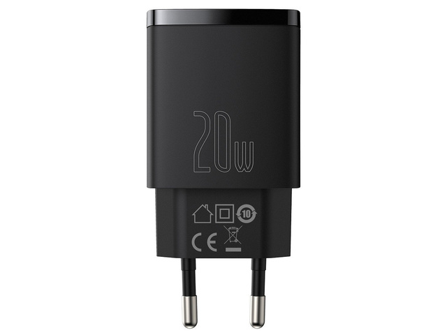 Настінний зарядний пристрій Baseus USB PD QC 3.0 20W Black