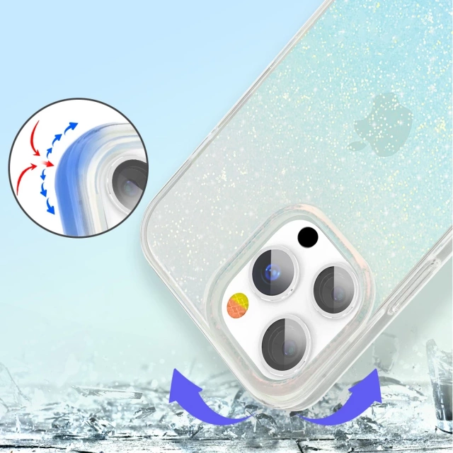 Luxusné elegantné puzdro Kingxbar Streamer Series pre iPhone 13 Pro Blue (trojuholník)