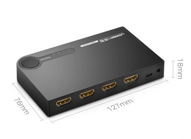 Uzelený přepínač rozdělovač HDMI - 3x HDMI 3D 4K 7,5 Gb/s 36 bitů na kanál černá (40234)