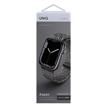 Pasek UNIQ Aspen для Apple Watch 44/42/45mm Series 4/5/6/7/8/SE/SE2 Braided DE szary/pebble grey
