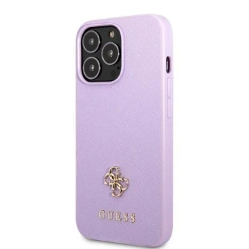 Etui Guess GUHCP13LPS4MU do Apple iPhone 13 Pro / 13 6,1" purpurovo/fialové pevné puzdro Saffiano 4G malé kovové logo