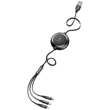 Baseus Golden Loop 3v1 predlžovací kábel USB - micro USB / Lightning / USB-C 3.5A 35 cm - 120 cm čierny (CAMLT-JH01)