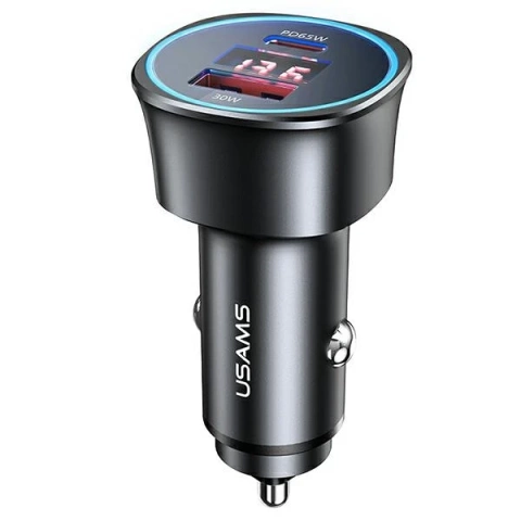 USAMS Nabíjačka do auta 1xUSB 1xUSB-C C26 95W (iba hlava) Fast Charge čierna/čierna CC146TC01 (US-CC146)