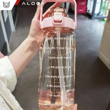 Пляшка велика, поїлка Alogy MotivHydro Мотиваційна мірна чашка 2л 2000мл Рожева
