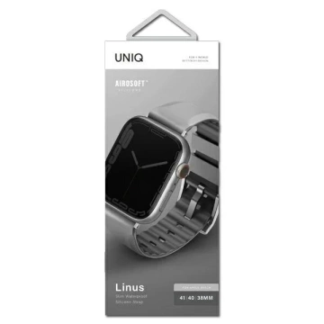 UNIQ Linus Apple Watch Series 4/5/6/7/8/SE/SE2 remienok 38/40/41 mm Airosoft Silikónová šedá/kriedovo šedá