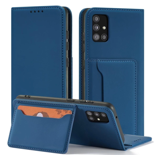 Magnet Card Case Case for Xiaomi Redmi Note 11 Cover Card Wallet Stand Blue