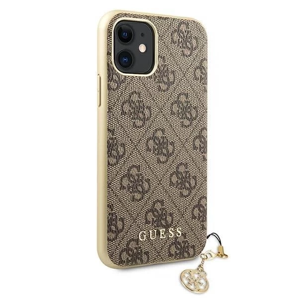 Guess GUHCN61GF4GBR iPhone 11 hnedý /brązowy pevný obal 4G Charms Collection