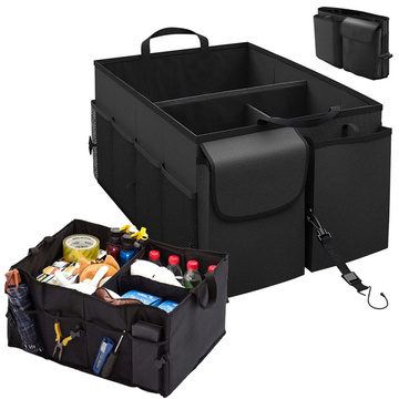 Car trunk organizer storage bag for car large trunk Black XXL Alogy hard cover
