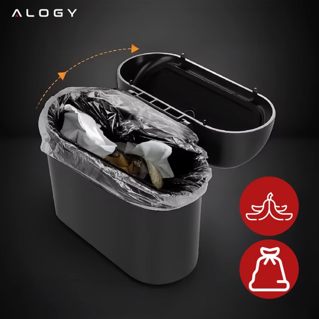 Car Trash Can Organizer Mini Small Portable Garbage Can for Car Home Car Alogy Black
