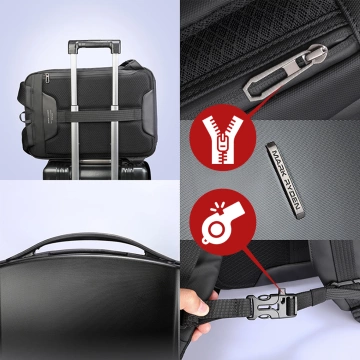 Batoh na notebook Mark Ryden 17,3", nabíjení přes USB, vodotěsný, prostorný a praktický, otevírání 180°, ochrana proti krádeži s TSA zámkem a popruhem na kufr, 46x31x9 cm - černý