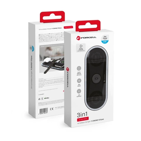 3v1 Forcell Ellipse Qi indukčná nabíjačka pre iPhone, hodinky, AirPods 15W