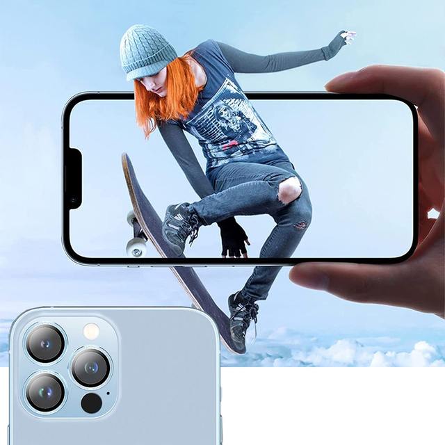 Alogy Metal Lens Ochranné sklo Krytky objektivu pro Apple iPhone 13 Pro / 13 Pro Max Blue