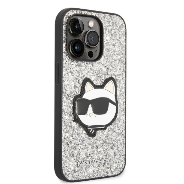 Etui Karl Lagerfeld KLHCP14LG2CPS pro iPhone 14 Pro 6,1" pevné pouzdro Glitter Choupette Patch