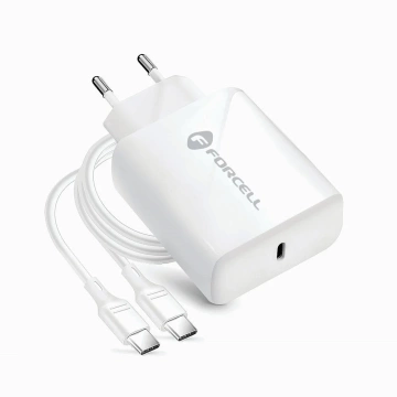 Rychlonabíječka Forcell 25W PD QC 4.0 USB-C Kabel USB-C na USB-C bílý