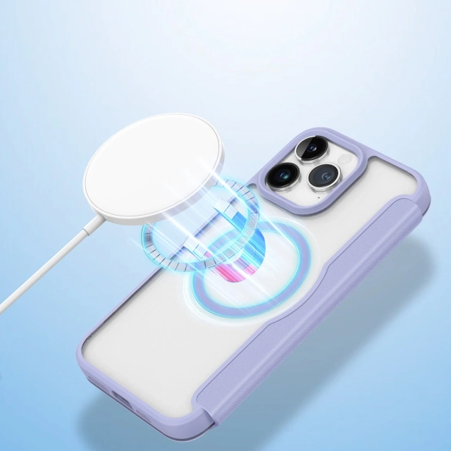 Dux Ducis Skin X Pro Case pre Apple iPhone 15 Pro Max magnetický MagSafe kryt s flipom – fialový