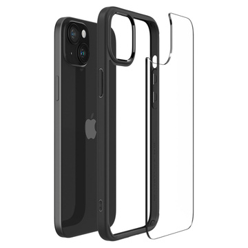 Puzdro pre iPhone 15 Plus Spigen Ultra Hybrid Case, čierny zadný kryt, matné čierne sklo