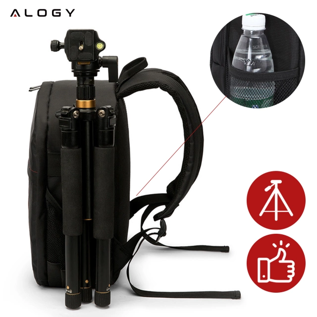 Waterproof backpack Alogy bag for camera photographic equipment and accessories capacious Black and red