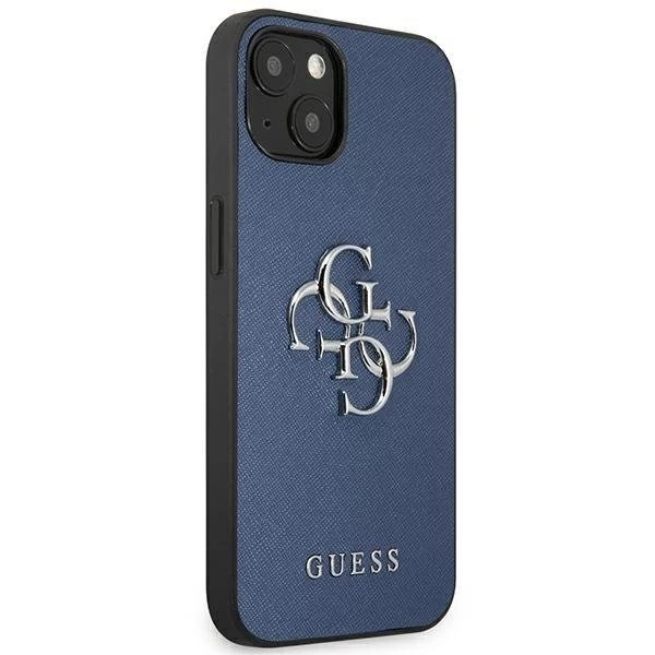 Guess GUHCP13SSA4GSBL iPhone 13 mini 5,4" niebieski/modré pevné puzdro Saffiano 4G Metal Logo