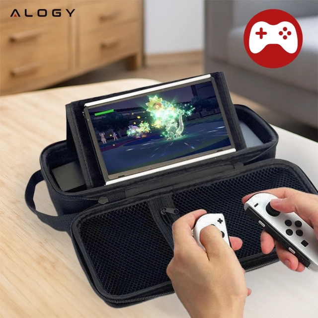 Ochranné puzdro na Nintendo Switch 2 2025, veľké tvrdé puzdro z EVA, vodotesné, ľahké, s rúčkami, Alogy HardFoamBag™ - čierne