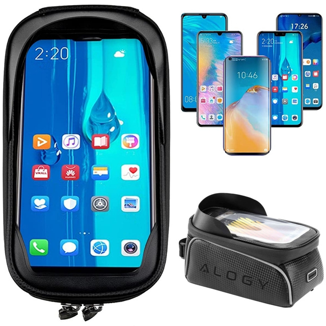 Alogy bicycle bag Pannier 2L for bicycle phone holder up to 6.7" for the frame Black