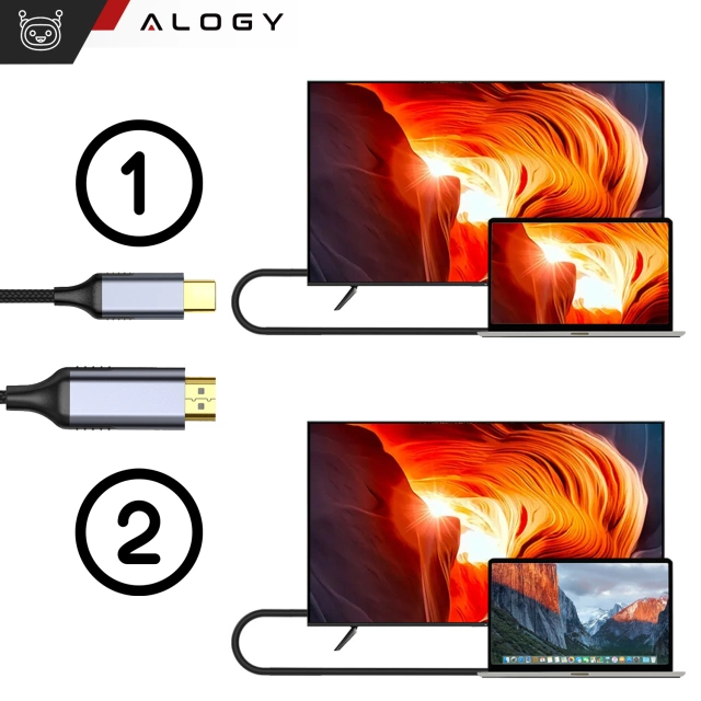 Kabel USB-C na HDMI Alogy HUB adaptér 4K 60HZ 200cm 2m černý