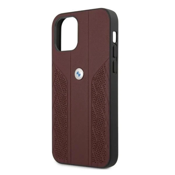 Etui BMW BMHCP12MRSPPR do Apple iPhone 12/ 12 Pro 6,1" pevné puzdro Leather Curve Perforate