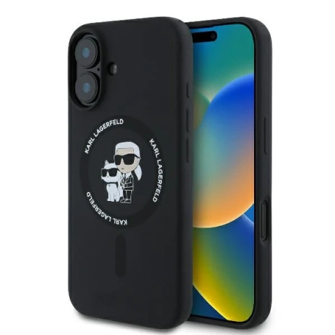 Etui Karl Lagerfeld do iPhone 16 Plus 6.7" Czarny MagSafe Hardcase Silicone Karl&Choupette Ring