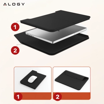 Multifunkčná skladacia taška na notebook Alogy FlexCase Pro so stojanom a podložkou pod myš pre Macbook 13/14" čierna
