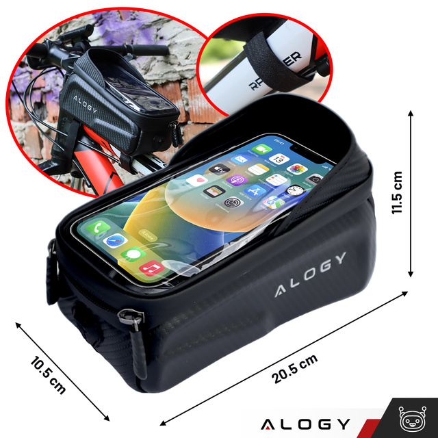 Велосипедна сумка чохол для телефону 6.7 дюймів сумка тримач для рами велосипеда 2л Чорний Інструменти Мультитул ключі 16в1 Alogy