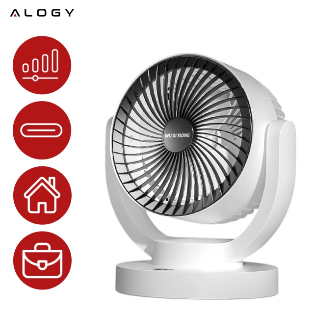 Malý ventilátor Mini stolní ventilátor Přenosný bezdrátový tichý bílý