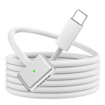 Kabel zasilający USB-C do MagSafe 3 – szybkie ładowanie 140W, przewód 2 m, do Apple MacBook, wytrzymały i bezpieczny – Alogy PowerLink™ Biały